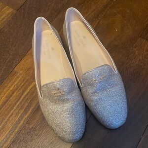 Kate Spade Rose Gold Glitter Smoking Flats size 7.5